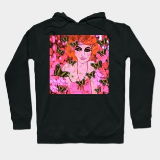 Beauty in Pink Flowers and Butterflies Vintage Hoodie